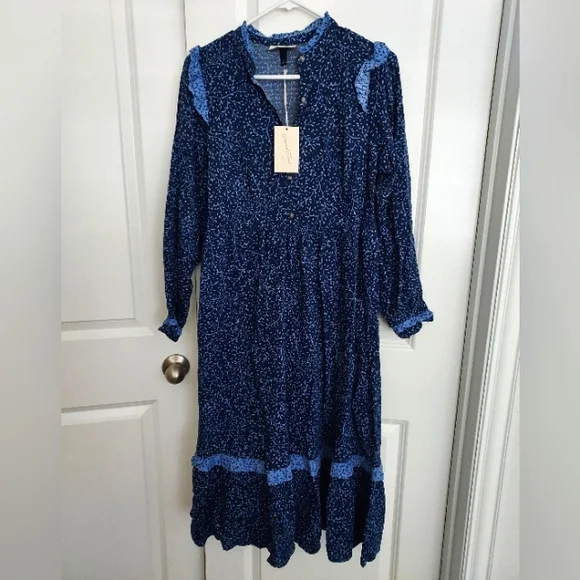 NWT Blue Floral Dress - Picture 1 of 3